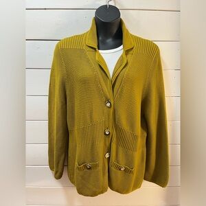 SIGRID OLSEN STUDIO Chartreuse Knit Cardigan โ 2X